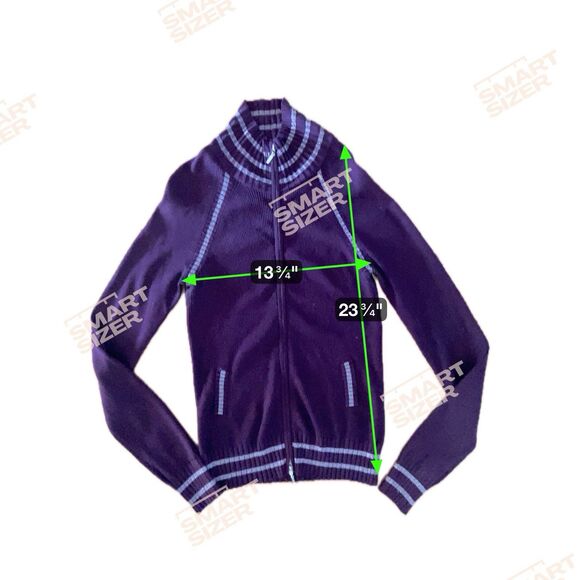 Vintage Y2K Cache Ribbed Zip Silk Sweater Size L Purple Lurex Fitted Indie Glam - Picture 6 of 8